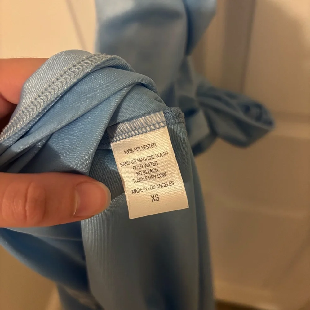 Lucy in the Sky Magdalena Satin Halter Maxi Dress in Blue size XS - Picture 7 of 7